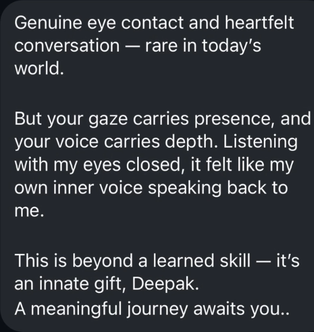 Message from a listener sharing how the voice journey felt