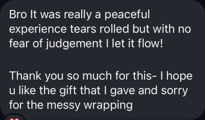 Message from a listener sharing how the voice journey felt